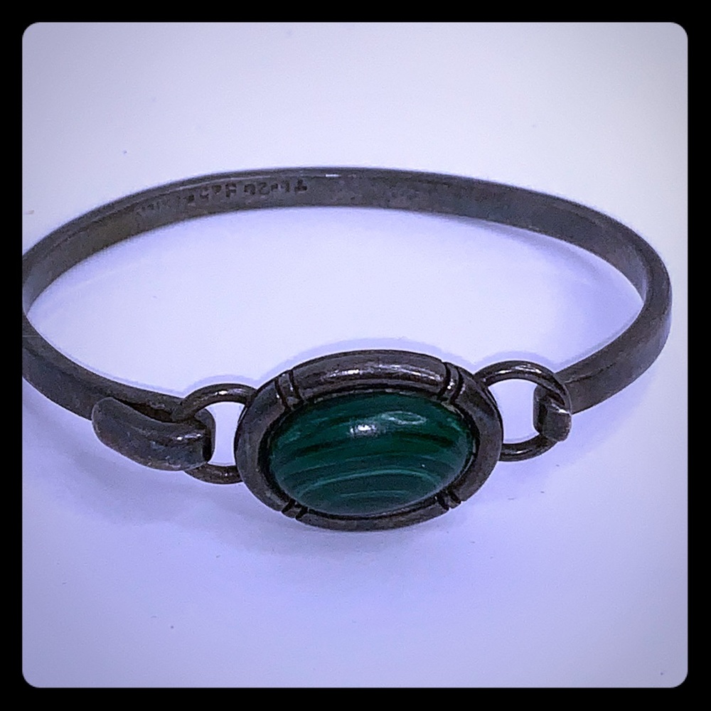 Malachite and Mexican silver bracelet